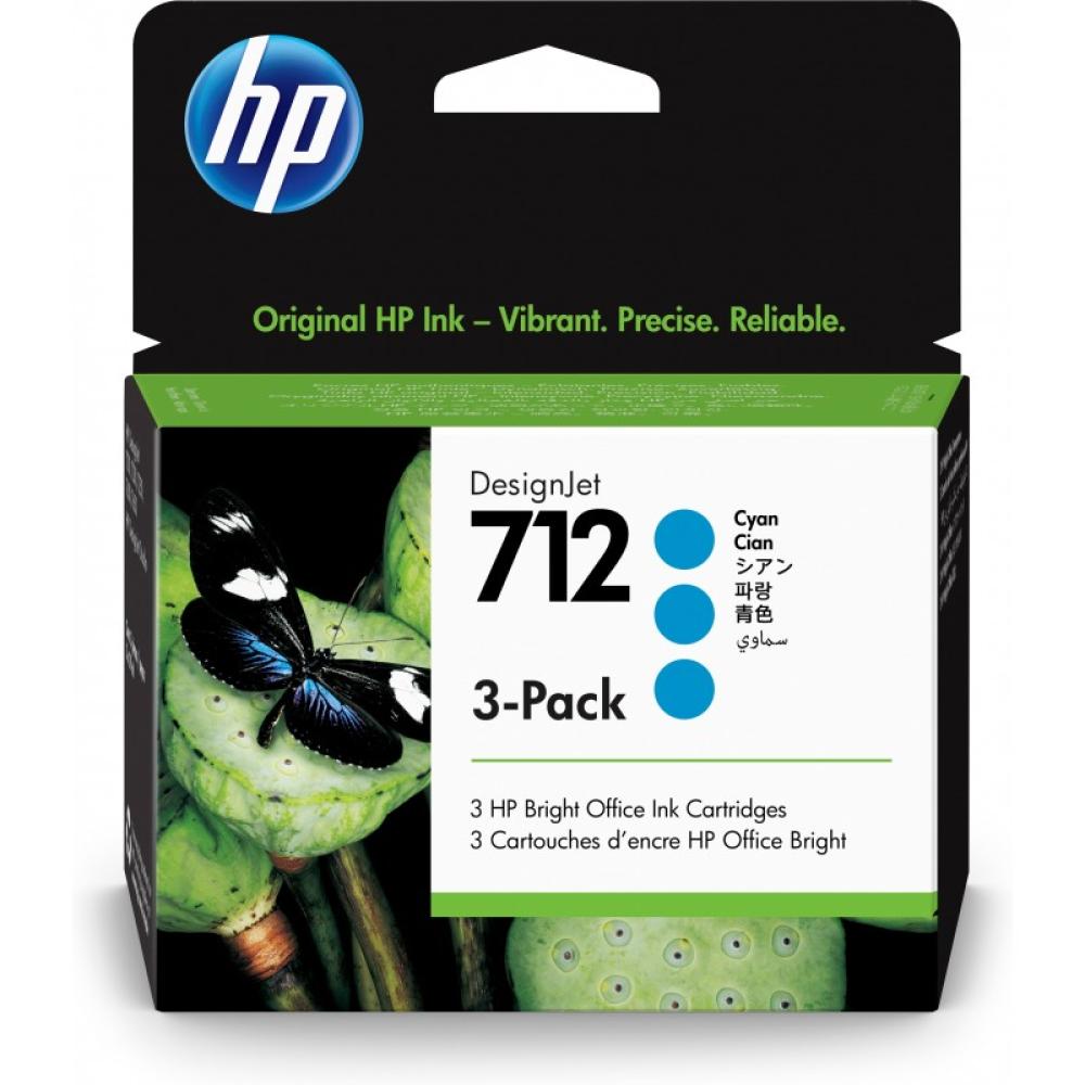 HP - Paquete de 3 cartuchos de Tinta DesignJet 712 cian de 29 ml