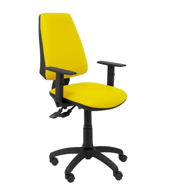 PIQUERAS Y CRESPO - Silla Elche sincro similpiel amarillo con brazo regulable