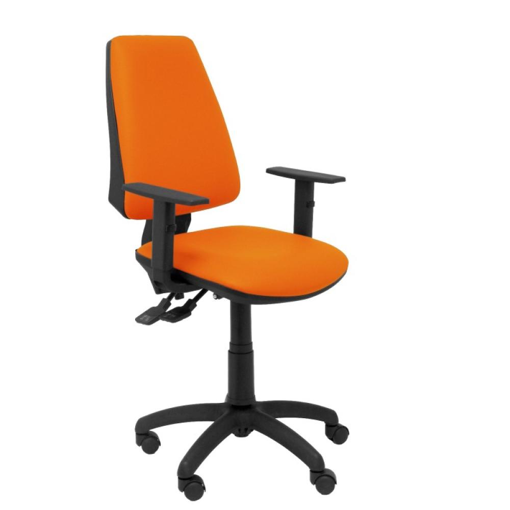 PIQUERAS Y CRESPO - Silla Elche sincro similpiel naranja con brazo regulable