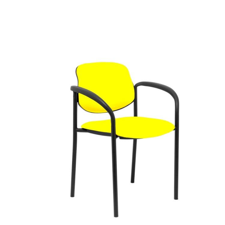 PIQUERAS Y CRESPO - Silla fija Villalgordo similpiel amarillo chasis negro con brazos