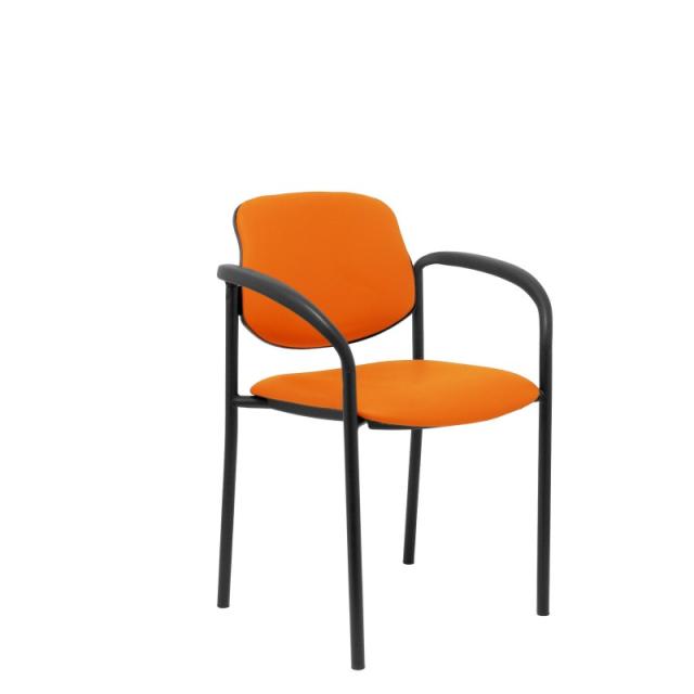 PIQUERAS Y CRESPO - Silla fija Villalgordo similpiel naranja chasis negro con brazos