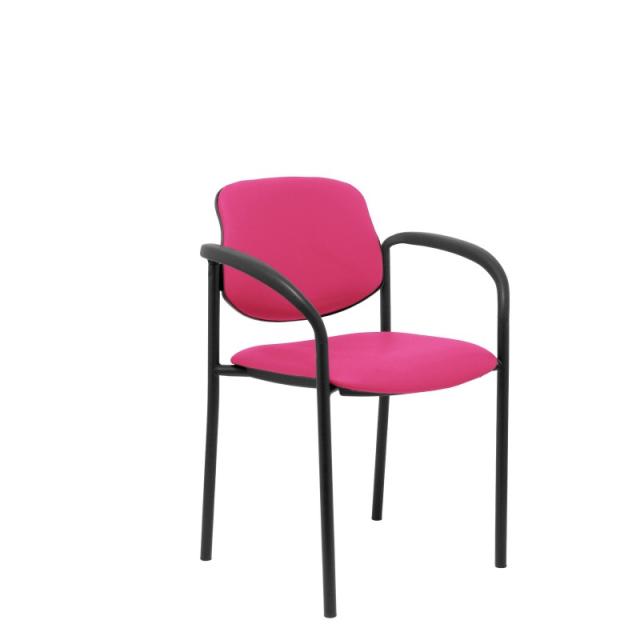 PIQUERAS Y CRESPO - Silla fija Villalgordo similpiel rosa chasis negro con brazos