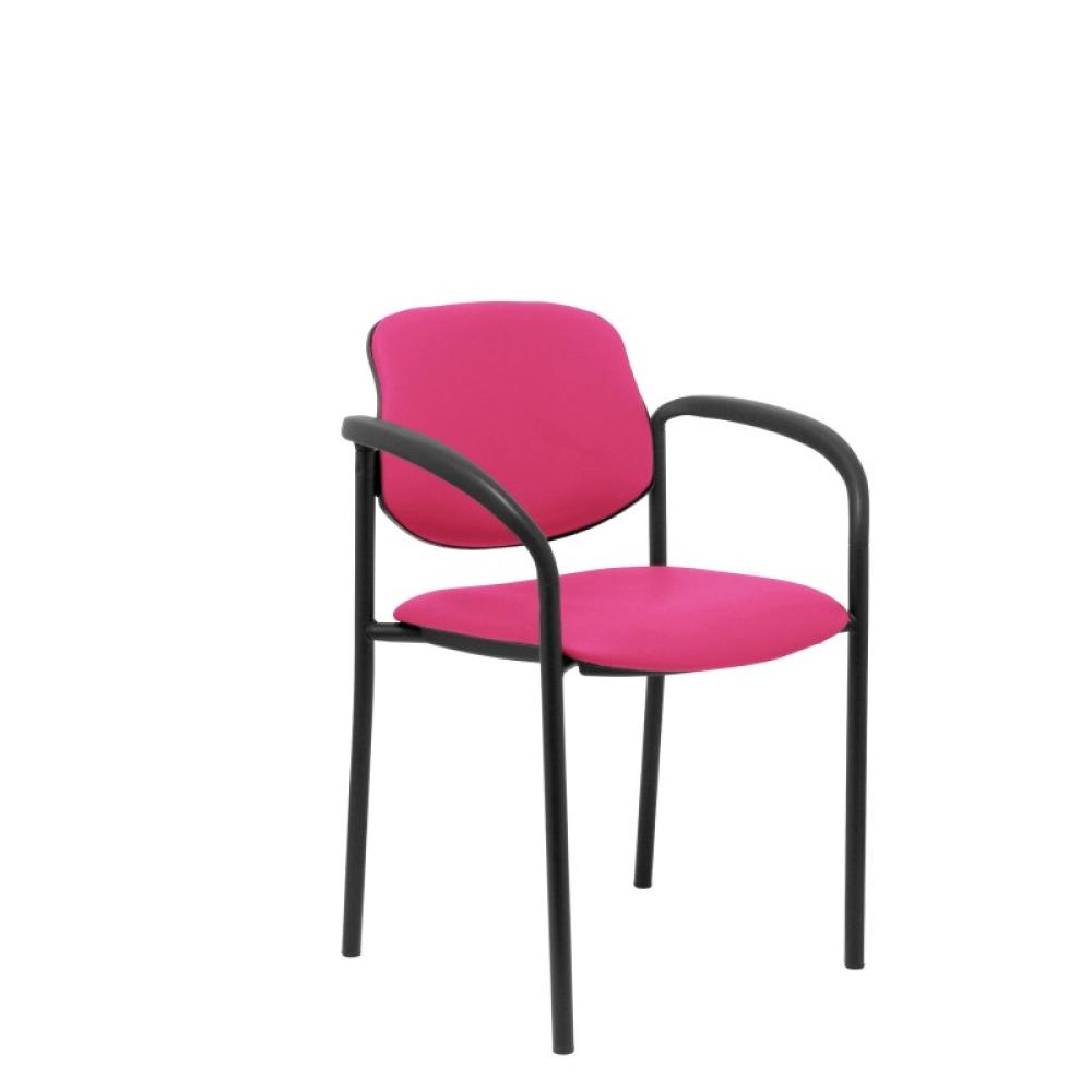 PIQUERAS Y CRESPO - Silla fija Villalgordo similpiel rosa chasis negro con brazos