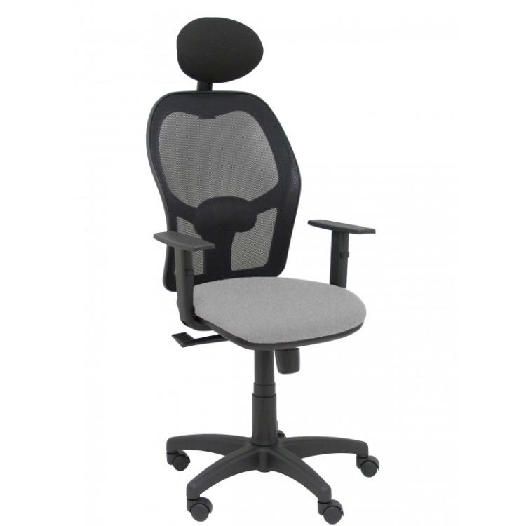 PIQUERAS Y CRESPO - Silla Alocén malla negra asiento bali gris brazos regulables cabecero fijo - 345SM840B40B10CRNC