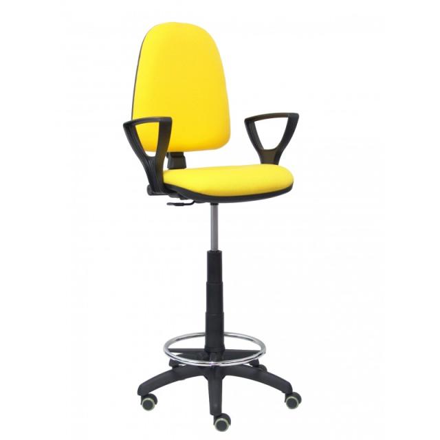 PIQUERAS Y CRESPO - Taburete Ayna bali amarillo brazos fijos ruedas de parqué