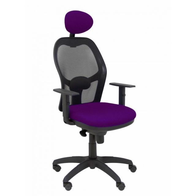 PIQUERAS Y CRESPO - Silla Jorquera malla negra asiento bali morado con cabecero fijo