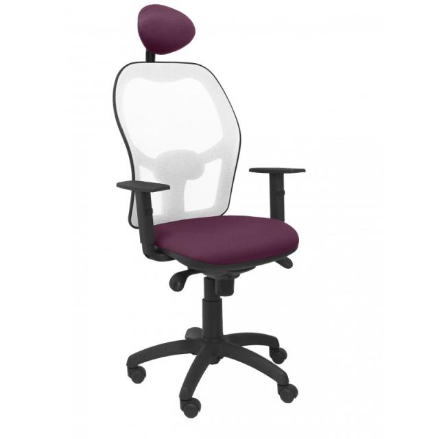 PIQUERAS Y CRESPO - Silla Jorquera malla blanca asiento bali morado con cabecero fijo