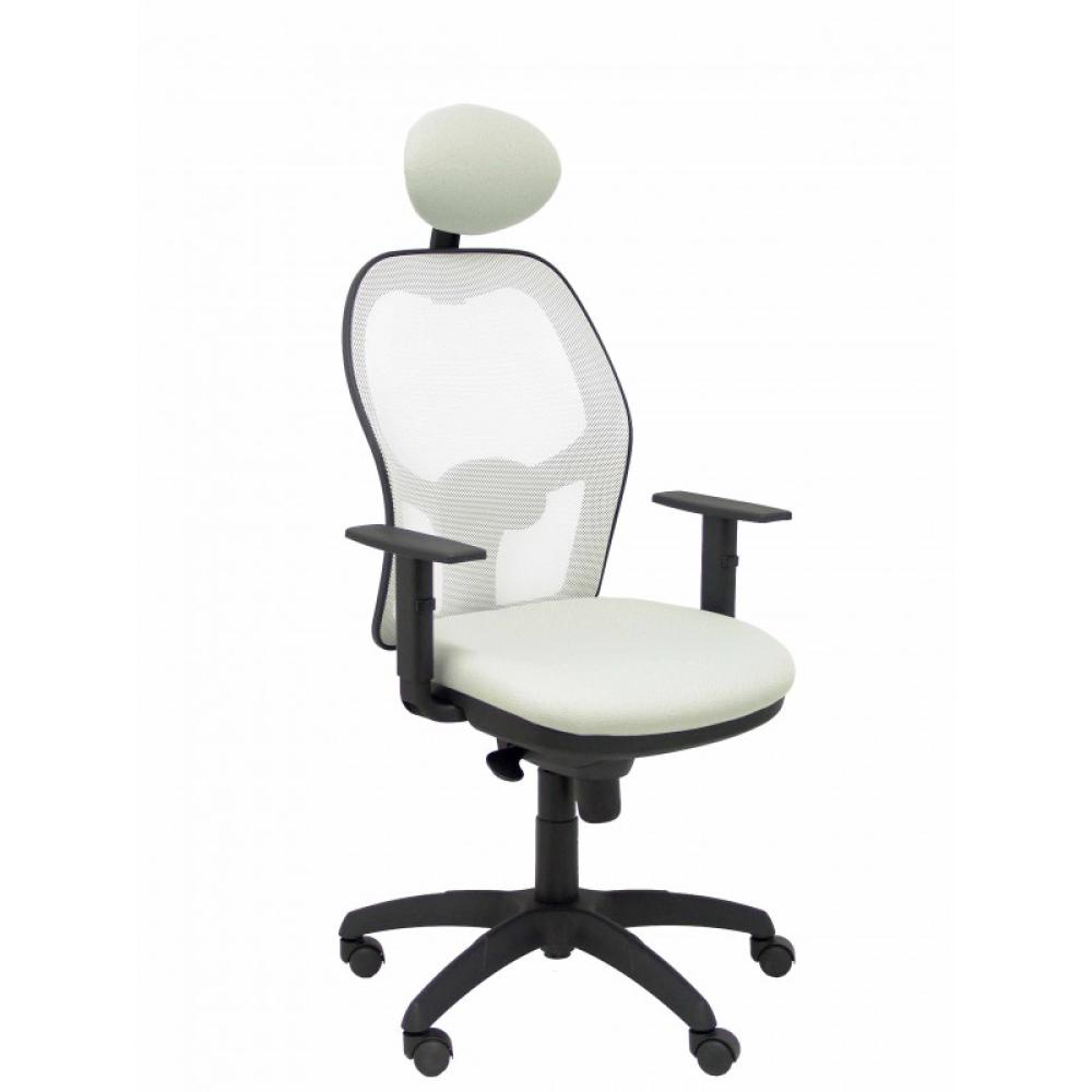 PIQUERAS Y CRESPO - Silla Jorquera malla blanca asiento bali gris claro con cabecero fijo