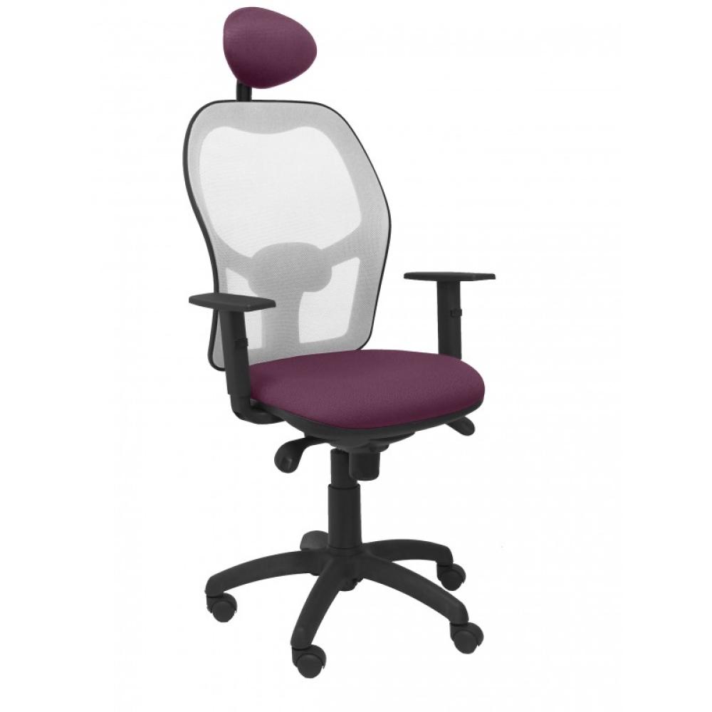 PIQUERAS Y CRESPO - Silla Jorquera malla gris asiento bali morado con cabecero fijo