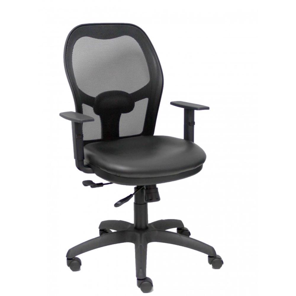 PIQUERAS Y CRESPO - Silla Jorquera malla negra asiento similpiel negro con traslak