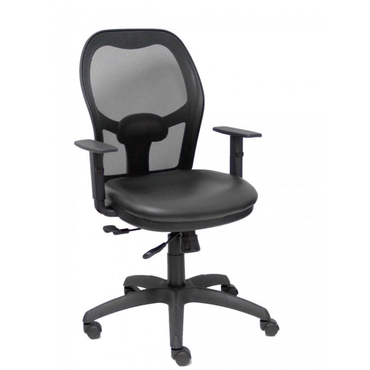 PIQUERAS Y CRESPO - Silla Jorquera malla negra asiento similpiel negro con traslak