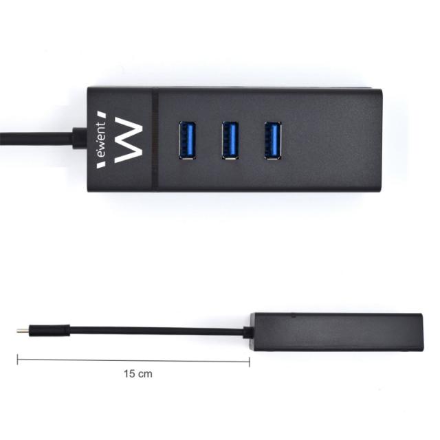 Ewent - EW1141 base para portátil y replicador de puertos USB 3.2 Gen 1 (3.1 Gen 1) Type-C Negro