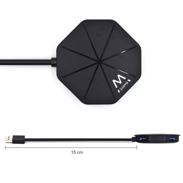 Ewent - EW1138 hub de interfaz USB 3.2 Gen 1 (3.1 Gen 1) Type-A 5000 Mbit/s Negro