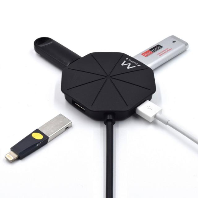 Ewent - EW1138 hub de interfaz USB 3.2 Gen 1 (3.1 Gen 1) Type-A 5000 Mbit/s Negro