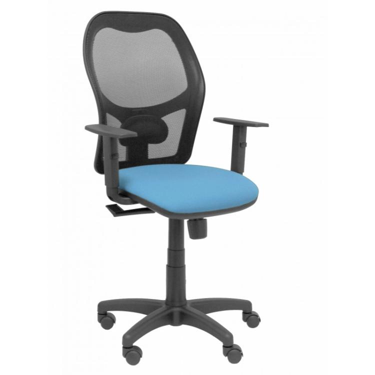PIQUERAS Y CRESPO - Silla Alocén malla negra asiento bali azul brazos regulables - 345SM840B13B10CRN