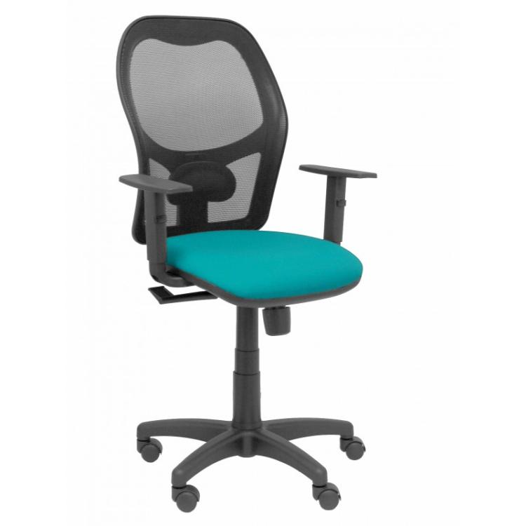PIQUERAS Y CRESPO - Silla Alocén malla negra asiento bali verde brazos regulables - 345SM840B39B10CRN