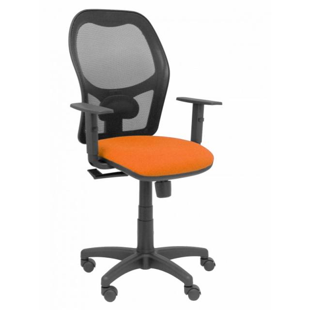 PIQUERAS Y CRESPO - Silla Alocén malla negra asiento bali naranja brazos regulables - 345SM840B308B10CRN