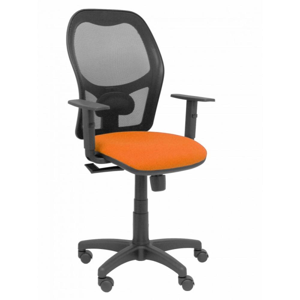 PIQUERAS Y CRESPO - Silla Alocén malla negra asiento bali naranja brazos regulables - 345SM840B308B10CRN