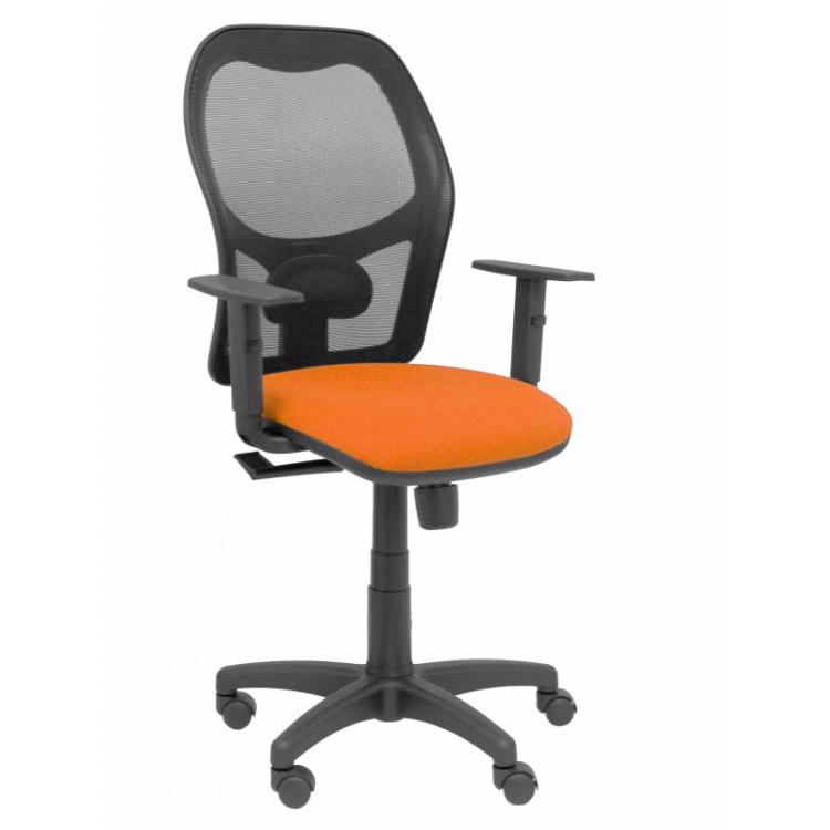 PIQUERAS Y CRESPO - Silla Alocén malla negra asiento bali naranja brazos regulables - 345SM840B308B10CRN