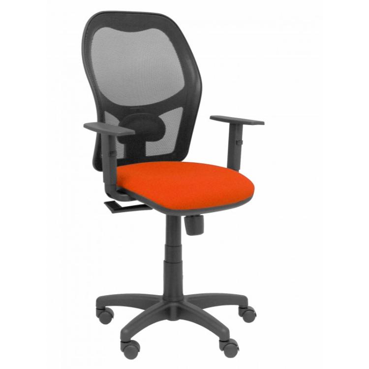 PIQUERAS Y CRESPO - Silla Alocén malla negra asiento bali naranja brazos regulables - 345SM840B305B10CRN