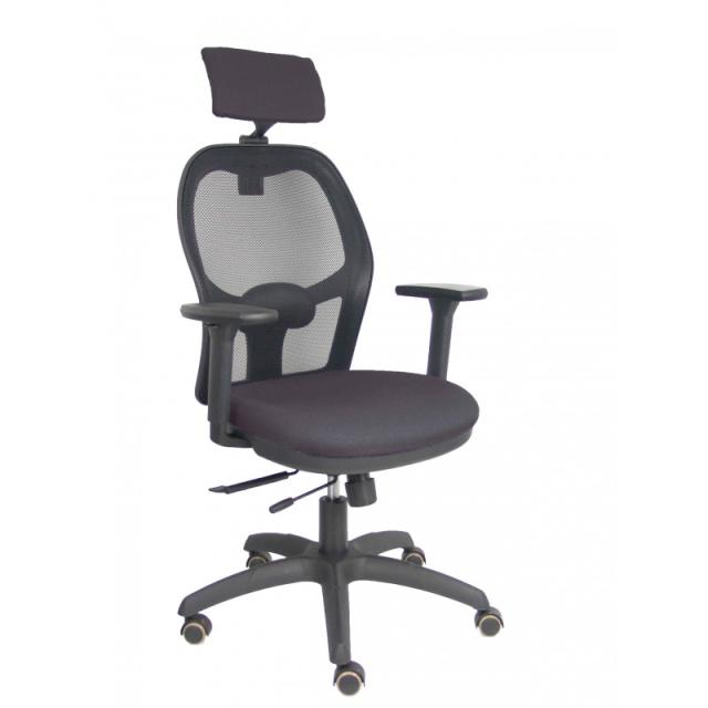 PIQUERAS Y CRESPO - Silla Jorquera traslack malla negra asiento bali gris brazos 3D cabecero regulable - 15TKM840B600B3DRPCR