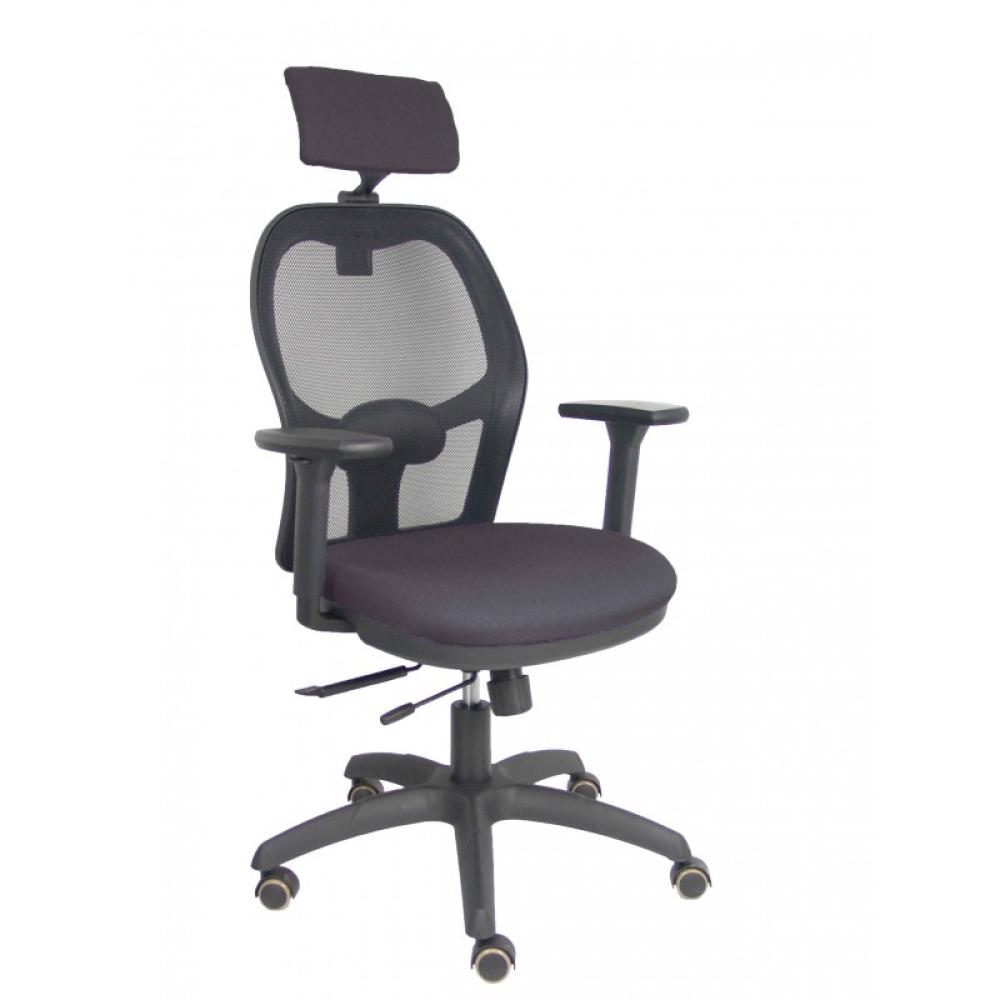 PIQUERAS Y CRESPO - Silla Jorquera traslack malla negra asiento bali gris brazos 3D cabecero regulable - 15TKM840B600B3DRPCR