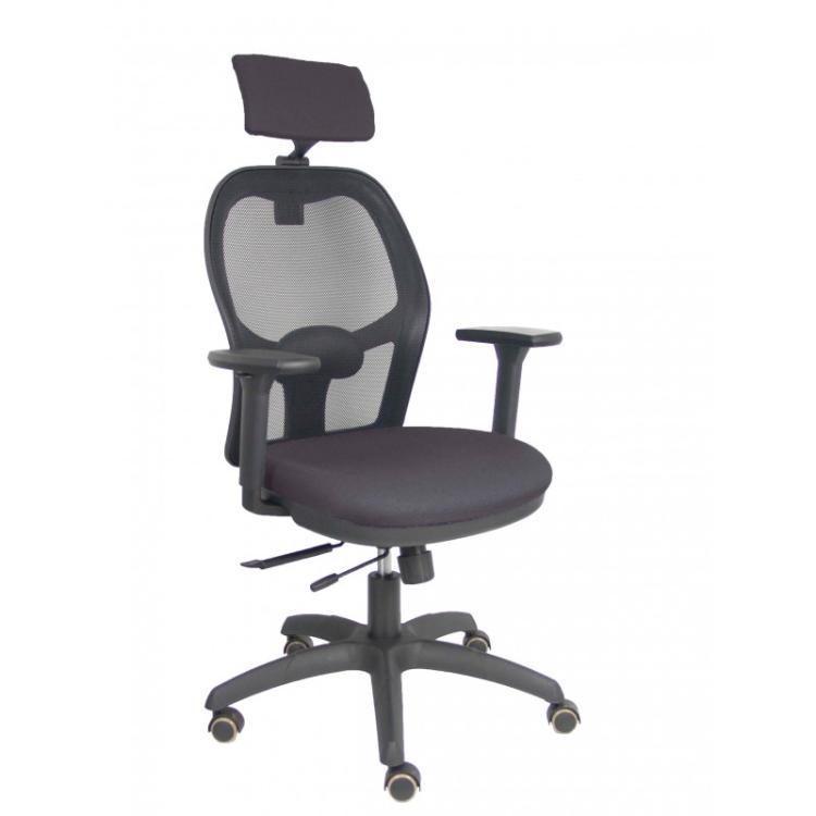 PIQUERAS Y CRESPO - Silla Jorquera traslack malla negra asiento bali gris brazos 3D cabecero regulable - 15TKM840B600B3DRPCR
