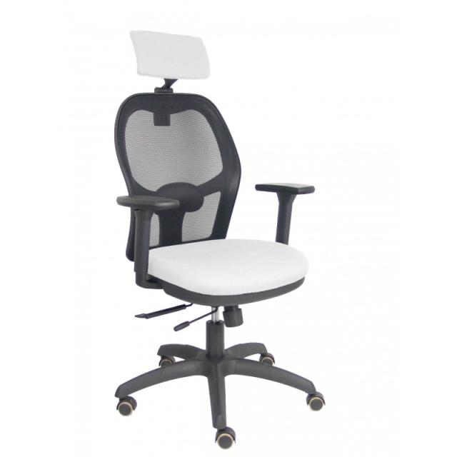 PIQUERAS Y CRESPO - Silla Jorquera traslack malla negra asiento bali blanco brazos 3D cabecero regulable