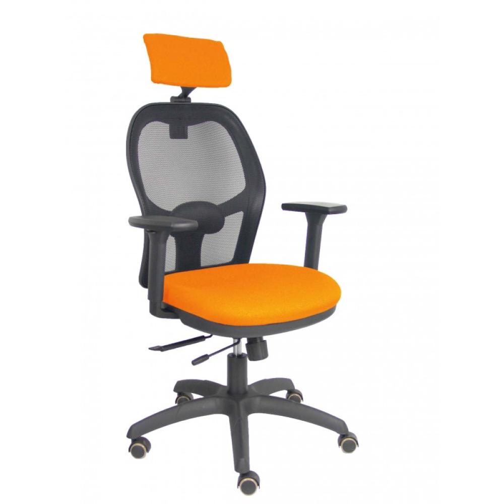 PIQUERAS Y CRESPO - Silla Jorquera traslack malla negra asiento bali naranja brazos 3D cabecero regulable - 15TKM840B308B3DRPCR