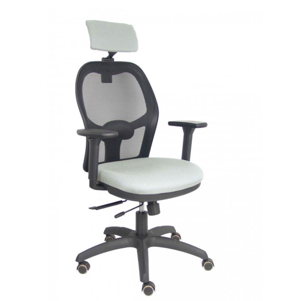 PIQUERAS Y CRESPO - Silla Jorquera traslack malla negra asiento bali gris brazos 3D cabecero regulable - 15TKM840B40B3DRPCR