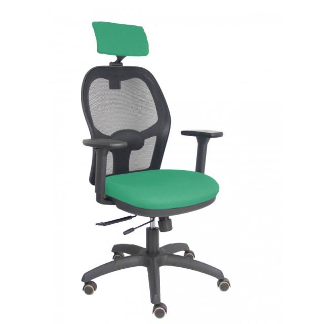 PIQUERAS Y CRESPO - Silla Jorquera traslack malla negra asiento bali verde brazos 3D cabecero regulable - 15TKM840B456B3DRPCR