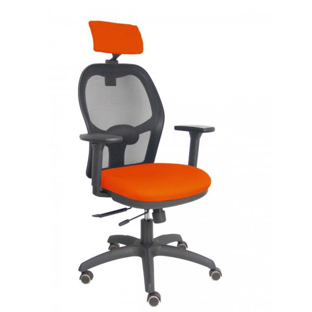 PIQUERAS Y CRESPO - Silla Jorquera traslack malla negra asiento bali naranja brazos 3D cabecero regulable - 15TKM840B305B3DRPCR