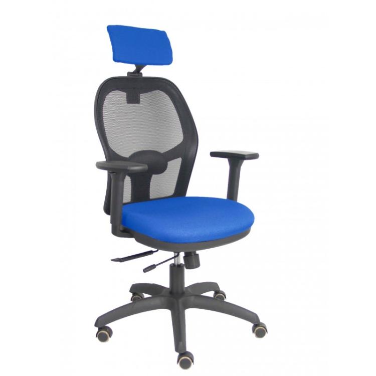 PIQUERAS Y CRESPO - Silla Jorquera traslack malla negra asiento bali azul brazos 3D cabecero regulable - 15TKM840B229B3DRPCR