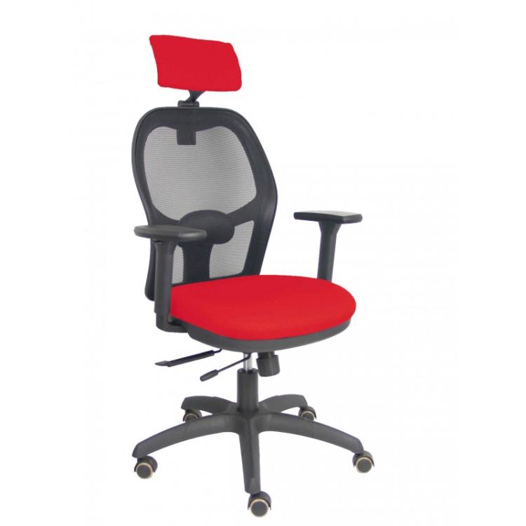 PIQUERAS Y CRESPO - Silla Jorquera traslack malla negra asiento bali rojo brazos 3D cabecero regulable