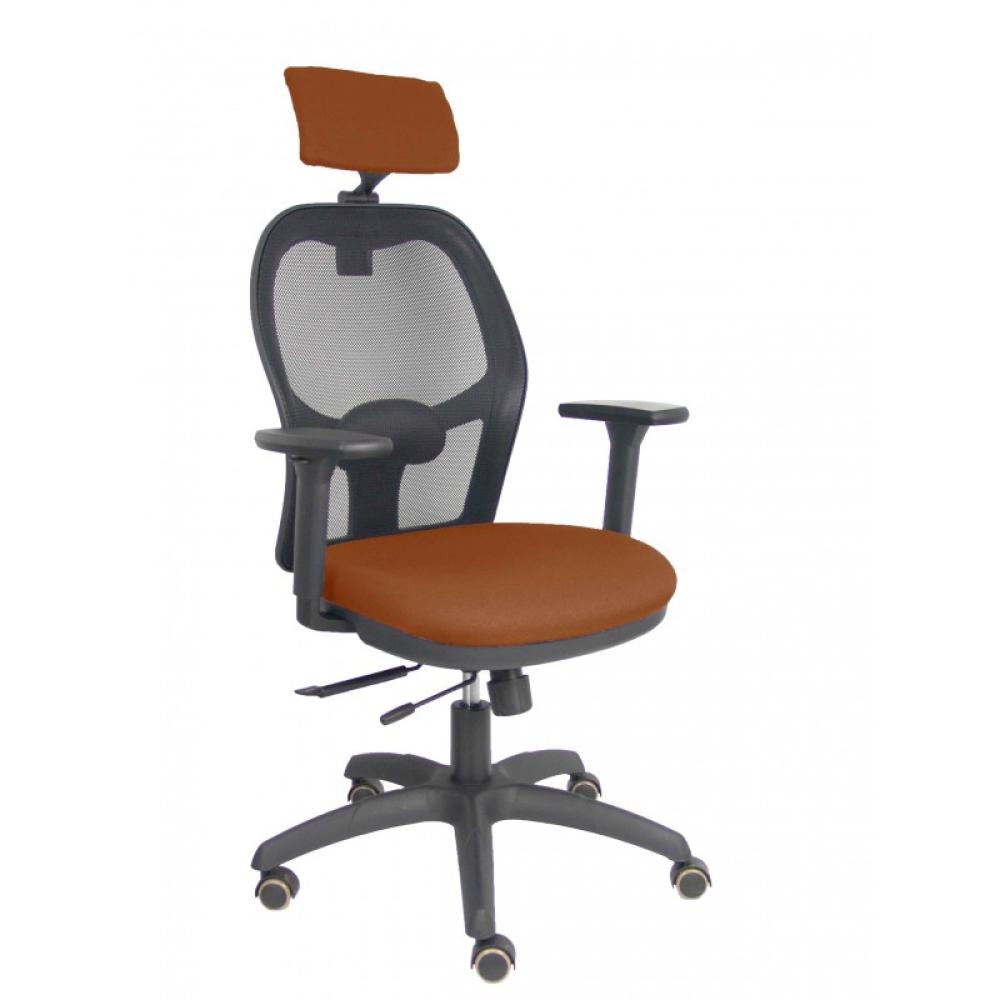 PIQUERAS Y CRESPO - Silla Jorquera traslack malla negra asiento bali marrón brazos 3D cabecero regulable - 15TKM840B363B3DRPCR