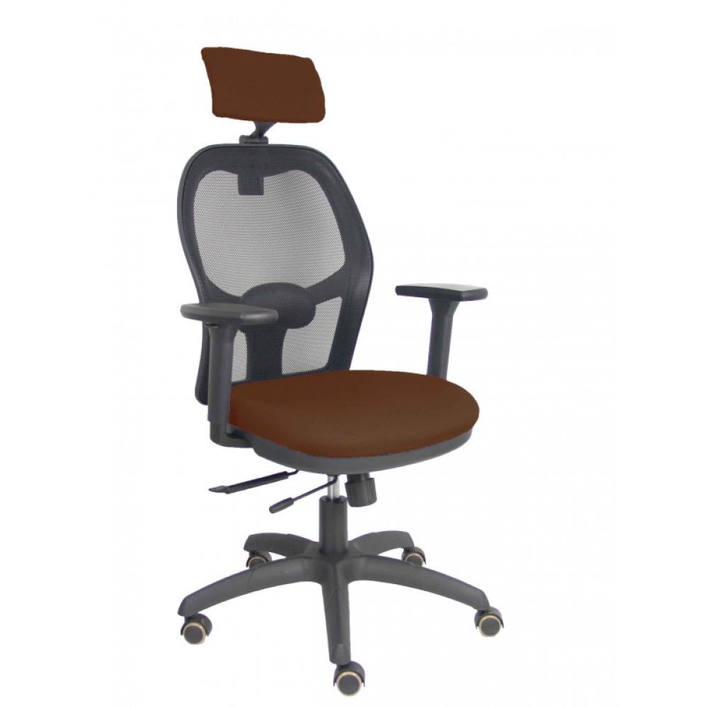 PIQUERAS Y CRESPO - Silla Jorquera traslack malla negra asiento bali marrón brazos 3D cabecero regulable - 15TKM840B463B3DRPCR