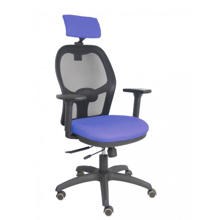 PIQUERAS Y CRESPO - Silla Jorquera traslack malla negra asiento bali azul brazos 3D cabecero regulable - 15TKM840B261B3DRPCR