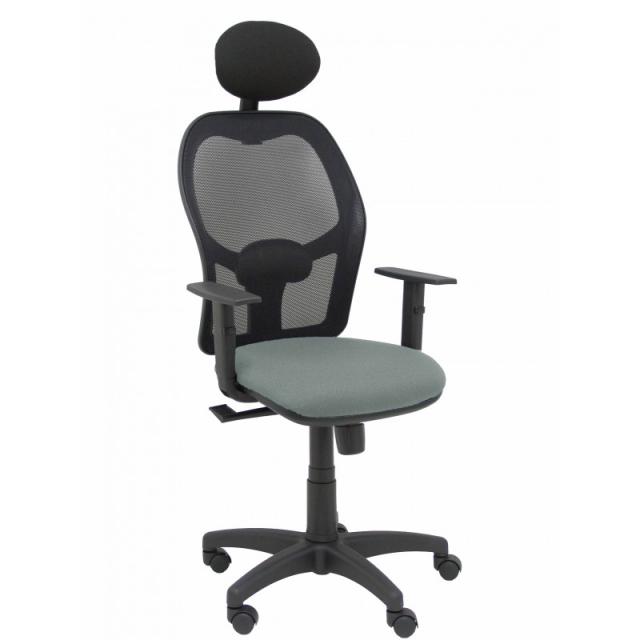 PIQUERAS Y CRESPO - Silla Alocén malla negra asiento bali gris brazos regulables cabecero fijo - 345SM840B220B10CRNC