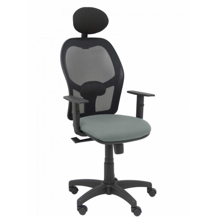 PIQUERAS Y CRESPO - Silla Alocén malla negra asiento bali gris brazos regulables cabecero fijo - 345SM840B220B10CRNC
