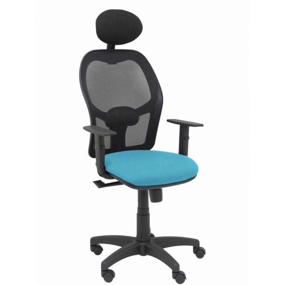 PIQUERAS Y CRESPO - Silla Alocén malla negra asiento bali azul claro brazos regulables cabecero fijo - 345SM840B13B10CRNC