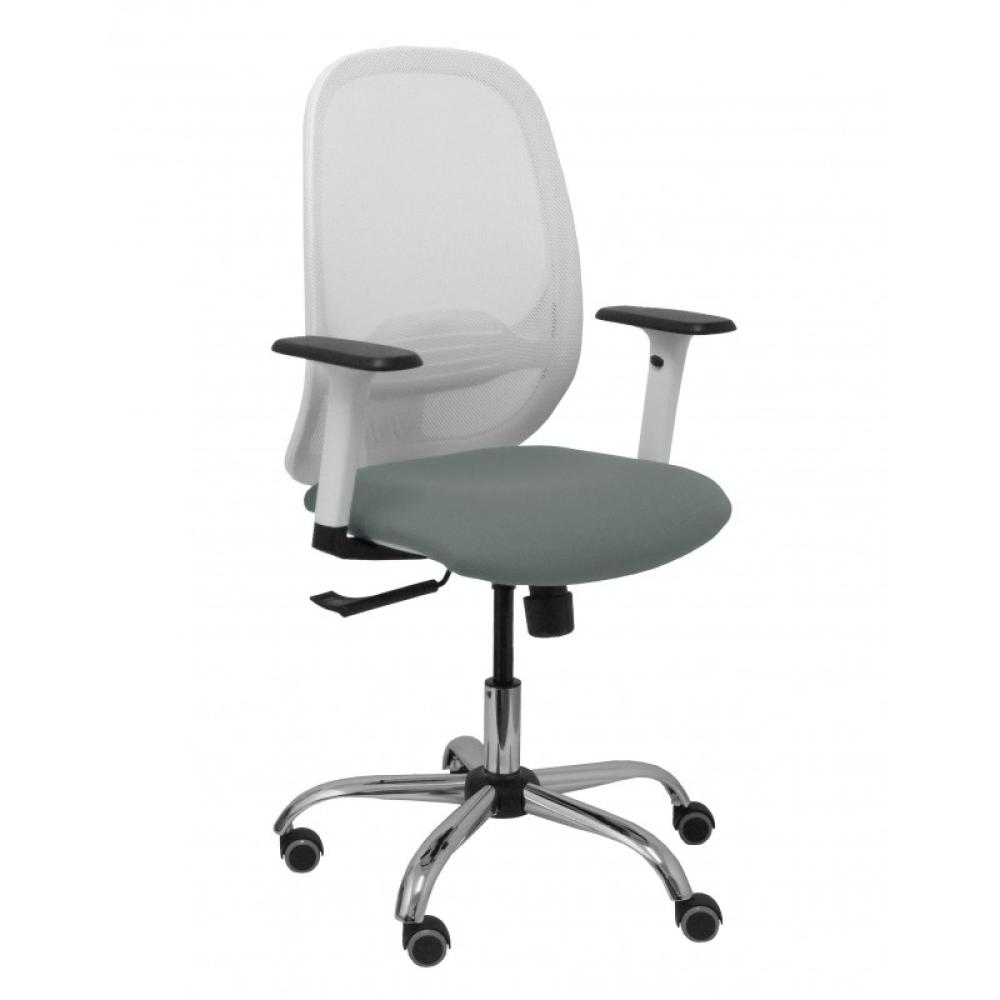 PIQUERAS Y CRESPO - Silla Cilanco blanca malla blanca asiento bali gris brazo regulable base cromada rued - 354SBM10B220B354CRRP