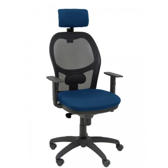 PIQUERAS Y CRESPO - Silla Jorquera malla negra asiento bali azul marino cabecero regulable