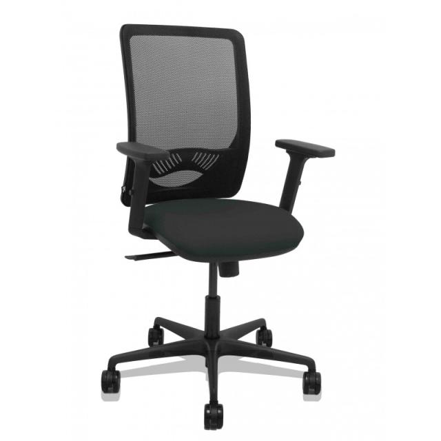 PIQUERAS Y CRESPO - Silla Zulema sincro malla negra asiento bali negro brazos 2D ruedas 65mm
