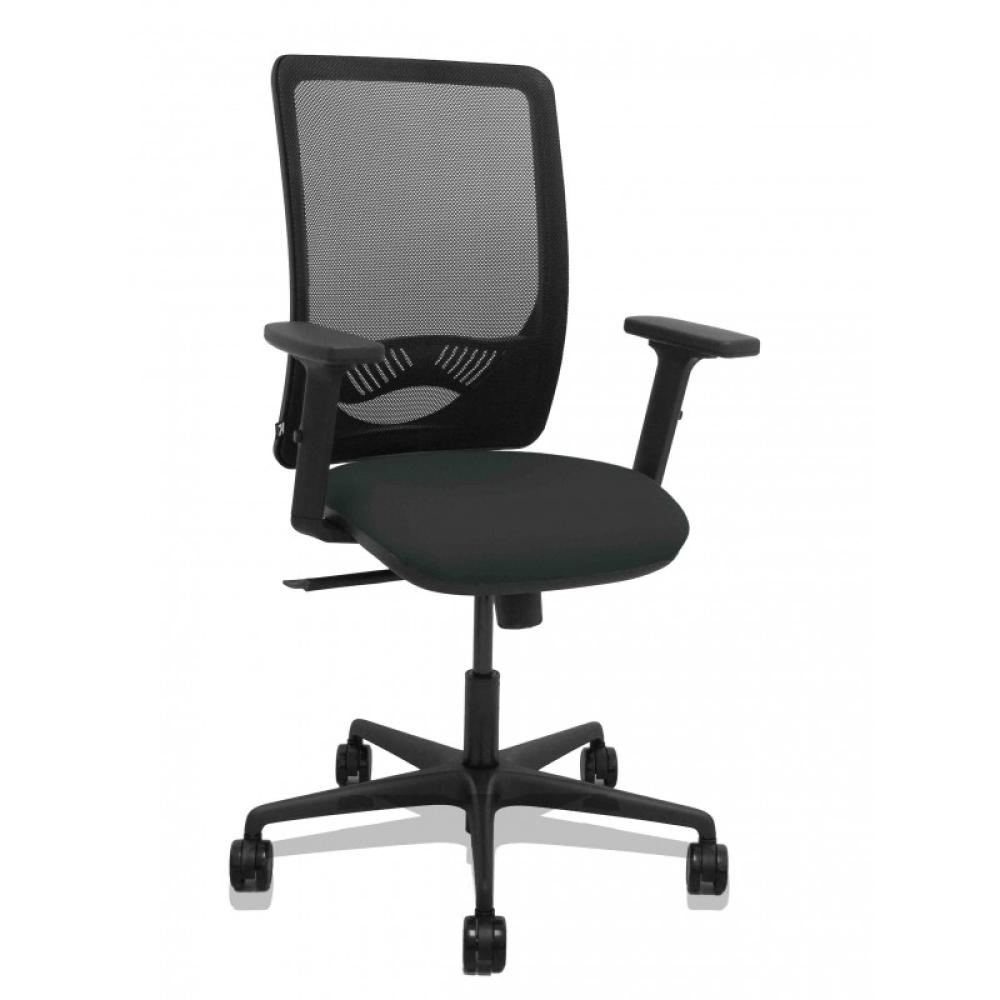 PIQUERAS Y CRESPO - Silla Zulema sincro malla negra asiento bali negro brazos 2D ruedas 65mm