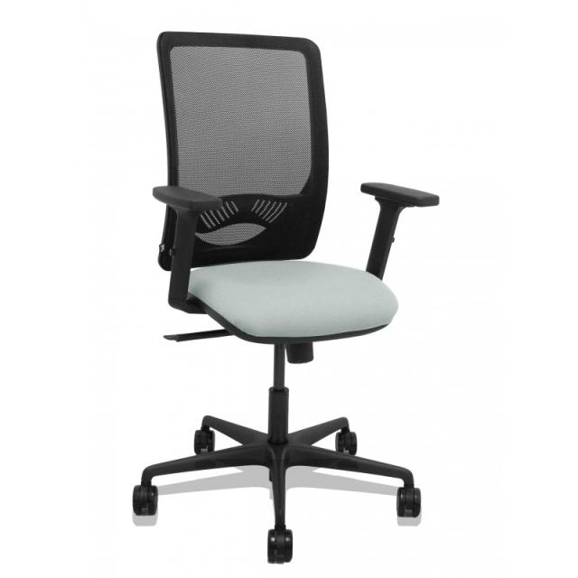 PIQUERAS Y CRESPO - Silla Zulema sincro malla negra asiento bali gris claro brazos 2D ruedas 65mm