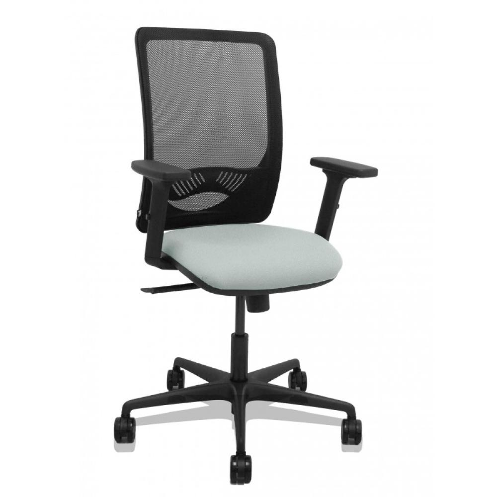 PIQUERAS Y CRESPO - Silla Zulema sincro malla negra asiento bali gris claro brazos 2D ruedas 65mm