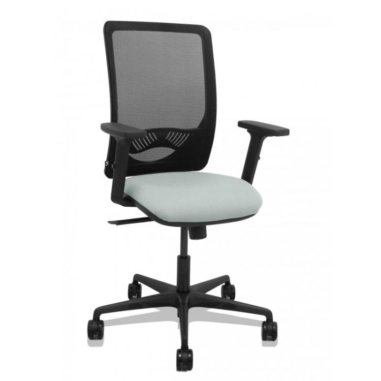 PIQUERAS Y CRESPO - Silla Zulema sincro malla negra asiento bali gris claro brazos 2D ruedas 65mm