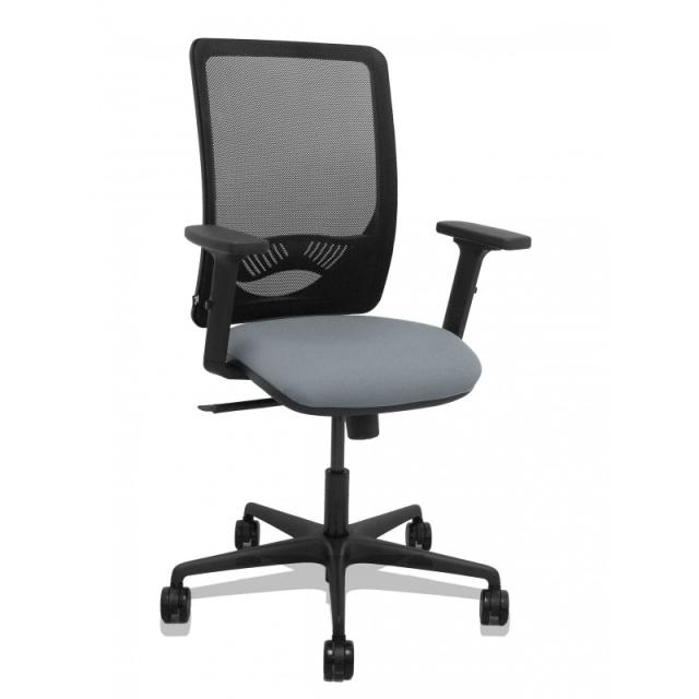 PIQUERAS Y CRESPO - Silla Zulema sincro malla negra asiento bali gris brazos 2D ruedas 65mm