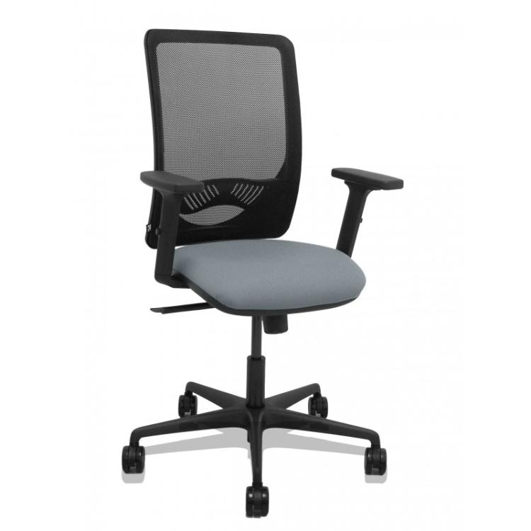 PIQUERAS Y CRESPO - Silla Zulema sincro malla negra asiento bali gris brazos 2D ruedas 65mm