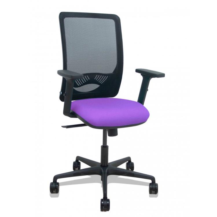 PIQUERAS Y CRESPO - Silla Zulema sincro malla negra asiento bali lila brazos 2D ruedas 65mm